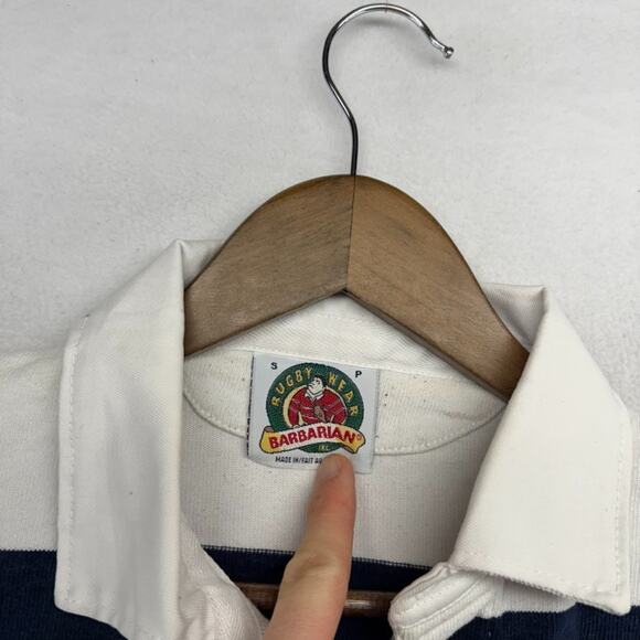 Vintage Penn State Rugby Shirt Mens Small Blue White Embroidered Barbarian thick - Picture 3 of 9